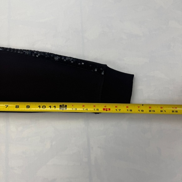 Seven7 Hoodie Womens 14/16 Black Sequin Detail Ruched Front Long Sleeve Full Zip - Picture 9 of 11